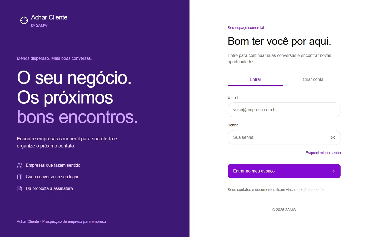 Achar Cliente — CRM de prospecção B2B
