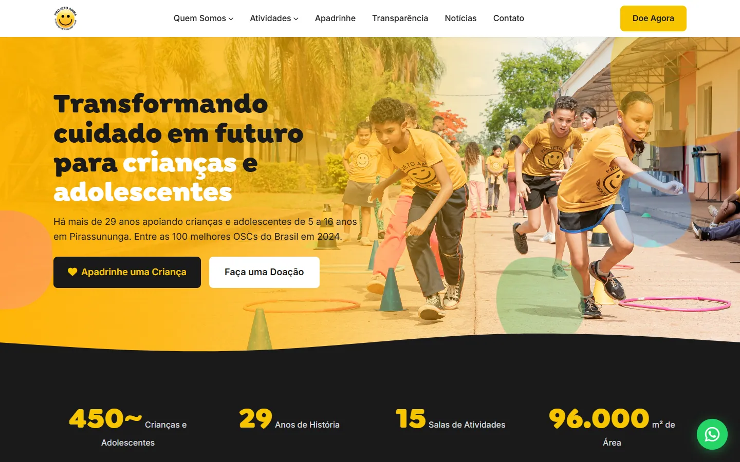 Novo site do Projeto AMMA — página inicial