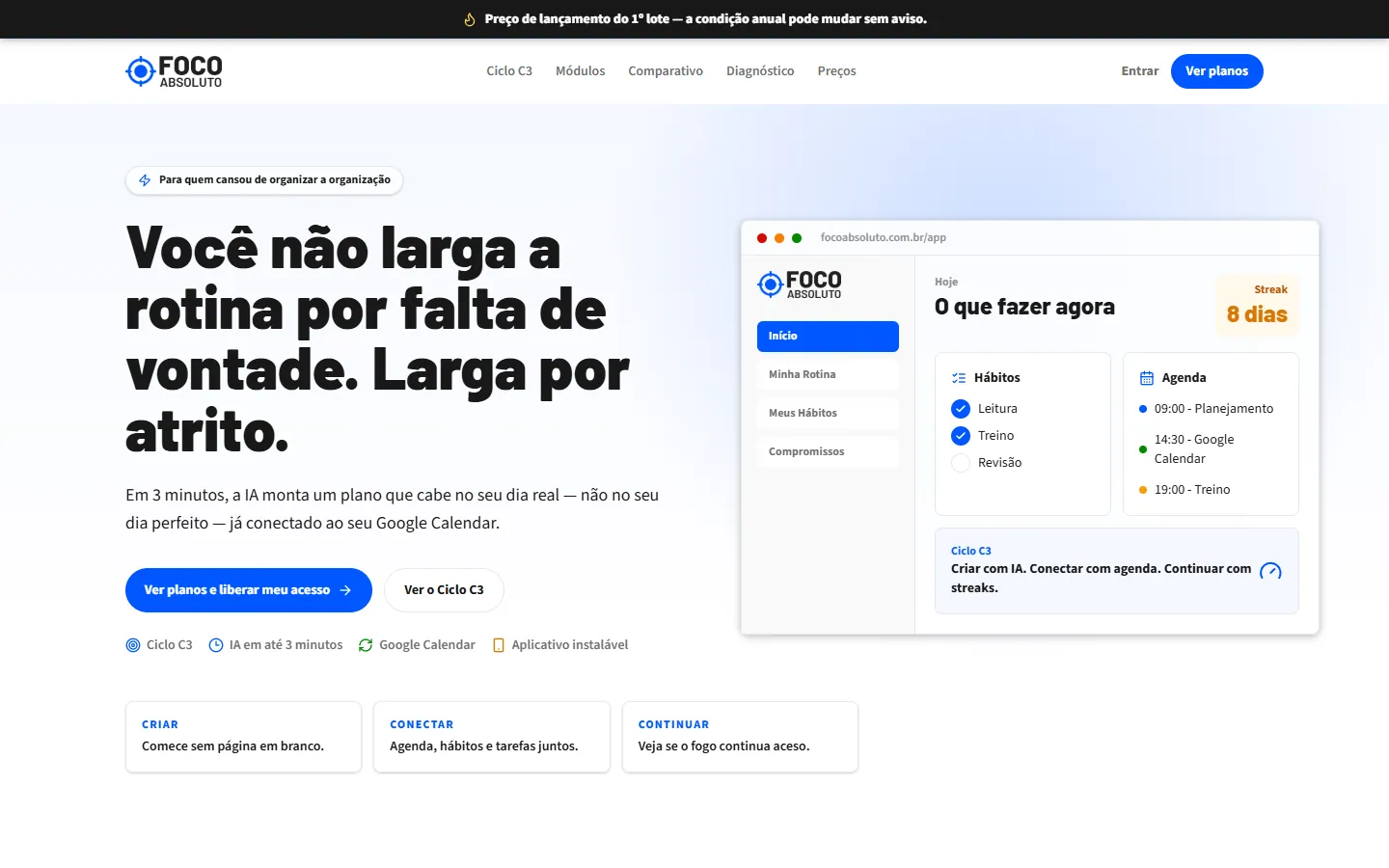 Landing page do Foco Absoluto